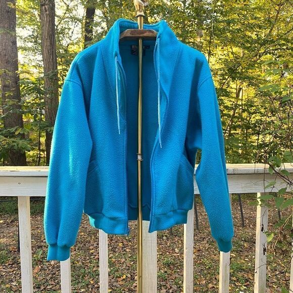 Vintage 90s ELCO Blue Fleece Zip Up Sweatshirt - Picture 3 of 8